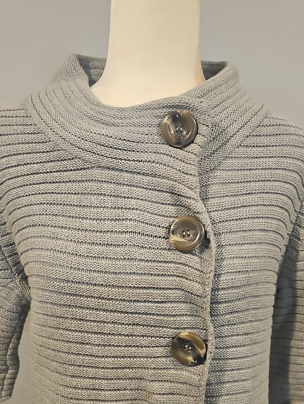 Tribal Light Gray Ribbed Button-Front Cape Jacket - Picture 3 of 5